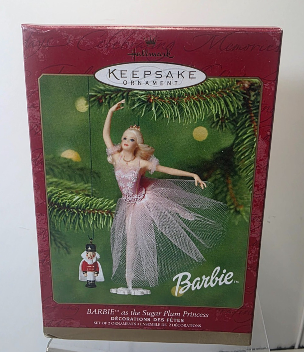 Hallmark 2001 Barbie Sugar Plum Princess Ornament with Mini Nutcracker NIB